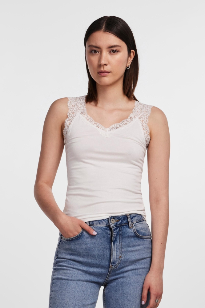 PCBARBERA LACE TOP NOOS 17106017 BRIGHT WHITE